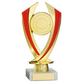 GOLD/RED 'DIAMOND' HOLDER ASSEMBLED ON MARBLE (2in CENTRE) - 6.75in